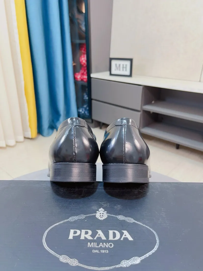 Men's shoes 💰540🌹🌹【PRADA Leather Shoes】Top purchasing agency Original imported Italian custom-made open-edge beaded cowhide leather surface, fully imported water-dyed breathable cowhide lining, original factory special molded sole super comfortable, size: 38-44